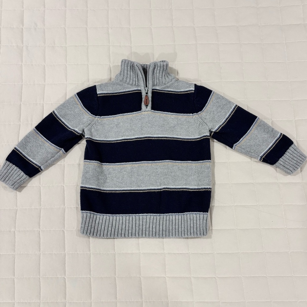 Standard Blues Striped Cotton Knit Sweater Navy and Gray 18M